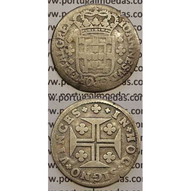 MOEDA 6 VINTÉNS PRATA 1706-1750 (MBC-) - ESCUDO COM 10 mm - D.JOÃO V