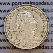 50 Centavos 1928 em Alpaca, $50 centavos 1928 Republica Portuguesa, (MBC+), World Coins Portugal  KM 577