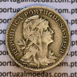 50 Centavos 1928 em Alpaca, $50 centavos 1928 Republica Portuguesa, (MBC), World Coins Portugal  KM 577