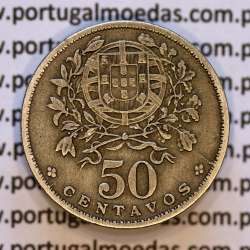 50 Centavos 1928 em Alpaca, $50 centavos 1928 Republica Portuguesa, (MBC), World Coins Portugal  KM 577