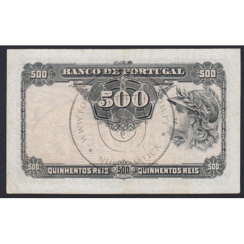 Nota de 500 Reis 1904 c/sobrecarga Republica ,quinhentos Reis 27/12/1904 Chapa: 3 - Banco de Portugal (Pouco Circulada)