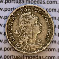 50 Centavos 1929 em Alpaca, $50 centavos Republica Portuguesa, (MBC+) World Coins Portugal  KM 577