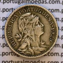 50 Centavos 1929 em Alpaca, $50 centavos Republica Portuguesa, (MBC+) World Coins Portugal  KM 577