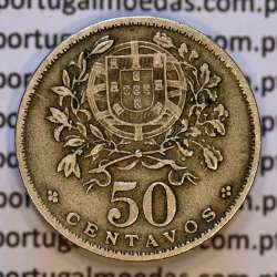 50 Centavos 1929 em Alpaca, $50 centavos Republica Portuguesa, (MBC+) World Coins Portugal  KM 577