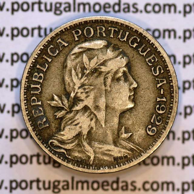50 Centavos 1929 em Alpaca, $50 centavos Republica Portuguesa, (MBC+) World Coins Portugal  KM 577