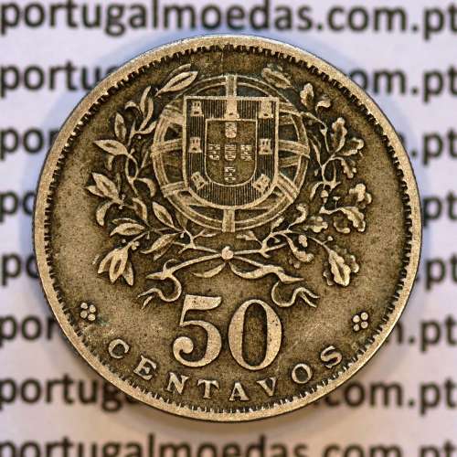 50 Centavos 1929 em Alpaca, $50 centavos Republica Portuguesa, (MBC+) World Coins Portugal  KM 577