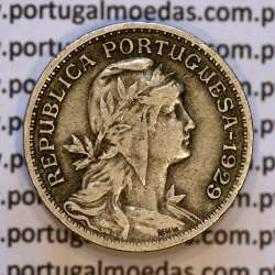 50 Centavos 1929 em Alpaca, $50 centavos Republica Portuguesa, (MBC+) World Coins Portugal  KM 577