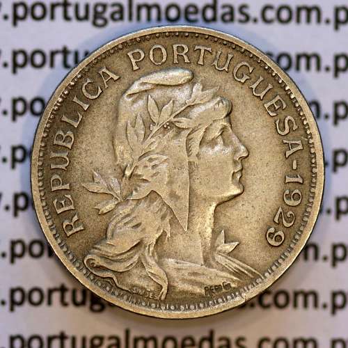 50 Centavos 1929 em Alpaca, $50 centavos Republica Portuguesa, (MBC+) World Coins Portugal  KM 577