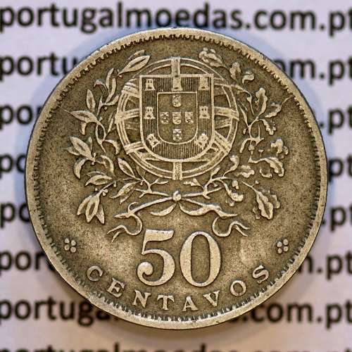 50 Centavos 1929 em Alpaca, $50 centavos Republica Portuguesa, (MBC+) World Coins Portugal  KM 577