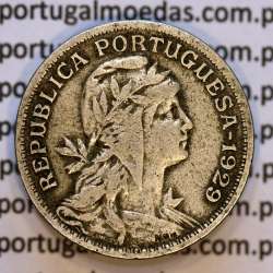 50 Centavos 1929 em Alpaca, $50 centavos Republica Portuguesa, (MBC) World Coins Portugal  KM 577