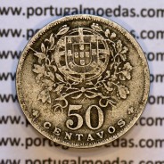 50 Centavos 1929 em Alpaca, $50 centavos Republica Portuguesa, (MBC) World Coins Portugal  KM#577