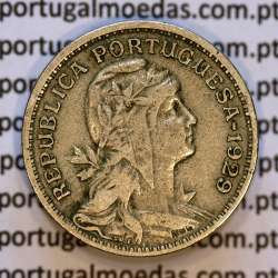 50 Centavos 1929 em Alpaca, $50 centavos Republica Portuguesa, (MBC) World Coins Portugal  KM 577