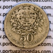 50 Centavos 1929 em Alpaca, $50 centavos Republica Portuguesa, (BC) World Coins Portugal  KM 577
