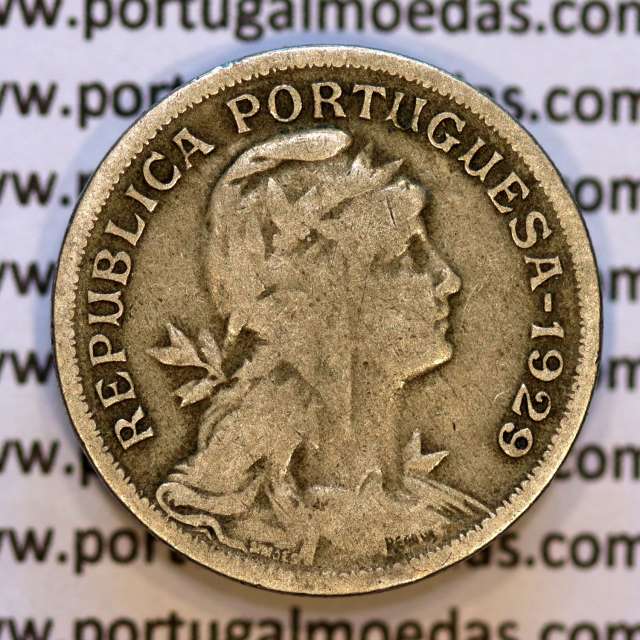 50 Centavos 1929 em Alpaca, $50 centavos Republica Portuguesa, (BC) World Coins Portugal  KM 577