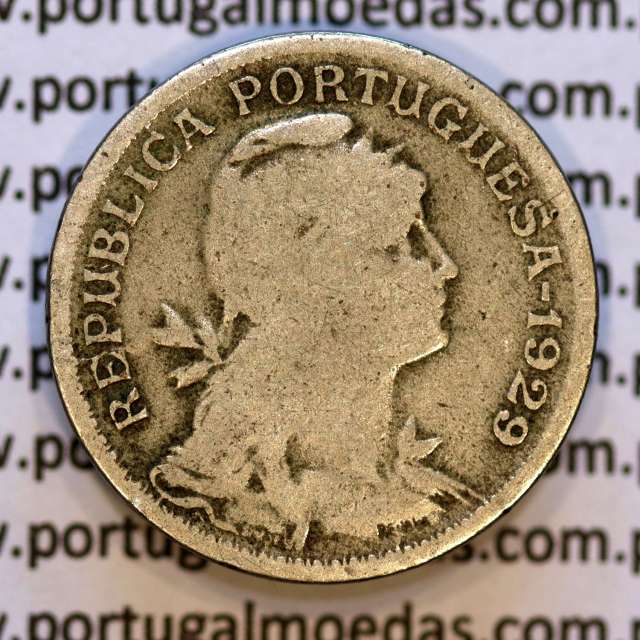 50 Centavos 1929 em Alpaca, $50 centavos Republica Portuguesa, (BC) World Coins Portugal  KM 577