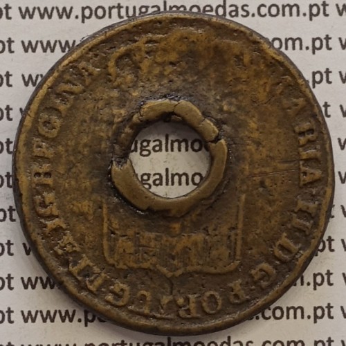 MOEDA PATACO (40 REIS) BRONZE 1847 - CARIMBO G.C.P. COM PONTO - D.MARIA II