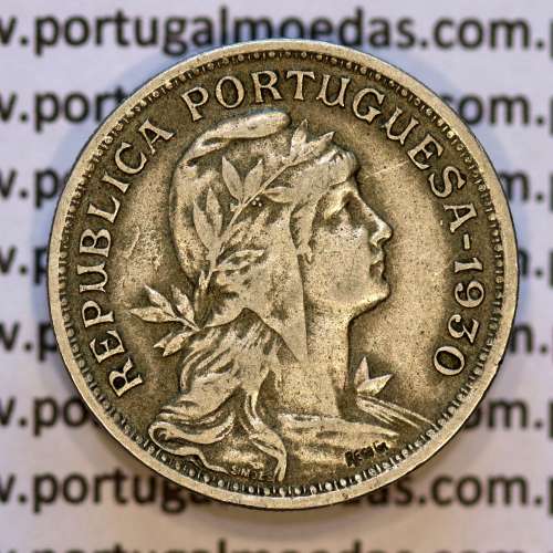 50 Centavos 1930 Alpaca, $50 Centavos 1930 Republica Portuguesa, (MBC+), World Coins Portugal KM 577