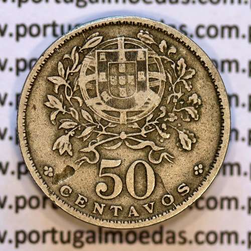 50 Centavos 1930 Alpaca, $50 Centavos 1930 Republica Portuguesa, (MBC), World Coins Portugal KM 577