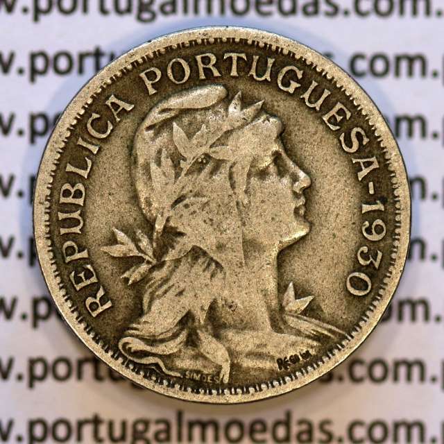 50 Centavos 1930 Alpaca, $50 Centavos 1930 Republica Portuguesa, (BC), World Coins Portugal KM 577