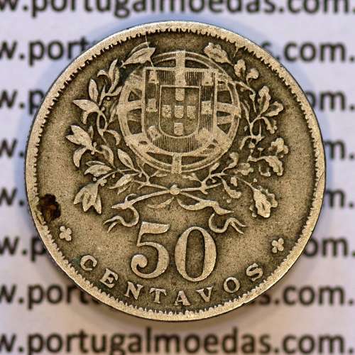 50 Centavos 1930 Alpaca, $50 Centavos 1930 Republica Portuguesa, (BC), World Coins Portugal KM 577