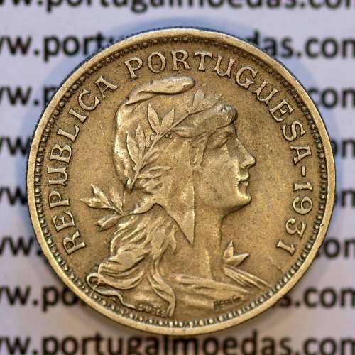 50 Centavos 1931 Alpaca, $50 Centavos 1931 Republica Portuguesa, (MBC+), World Coins Portugal KM 577