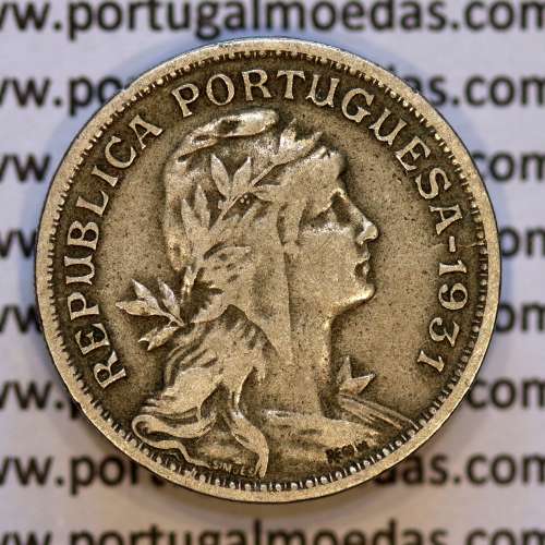 50 Centavos 1931 Alpaca, $50 Centavos 1931 Republica Portuguesa, (MBC), World Coins Portugal KM 577