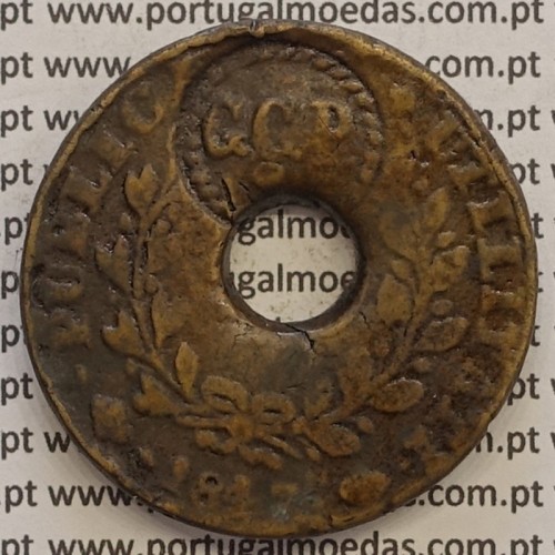 MOEDA PATACO (40 REIS) BRONZE 1847 - CARIMBO G.C.P. COM PONTO - D.MARIA II