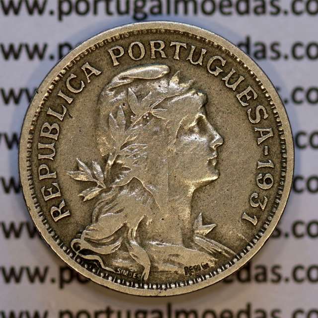 50 Centavos 1931 Alpaca, $50 Centavos 1931 Republica Portuguesa, (MBC), World Coins Portugal KM 577