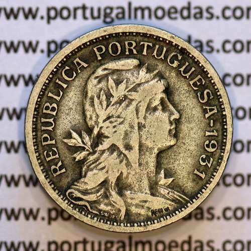 50 Centavos 1931 Alpaca, $50 Centavos 1931 Republica Portuguesa, (MBC), World Coins Portugal KM 577