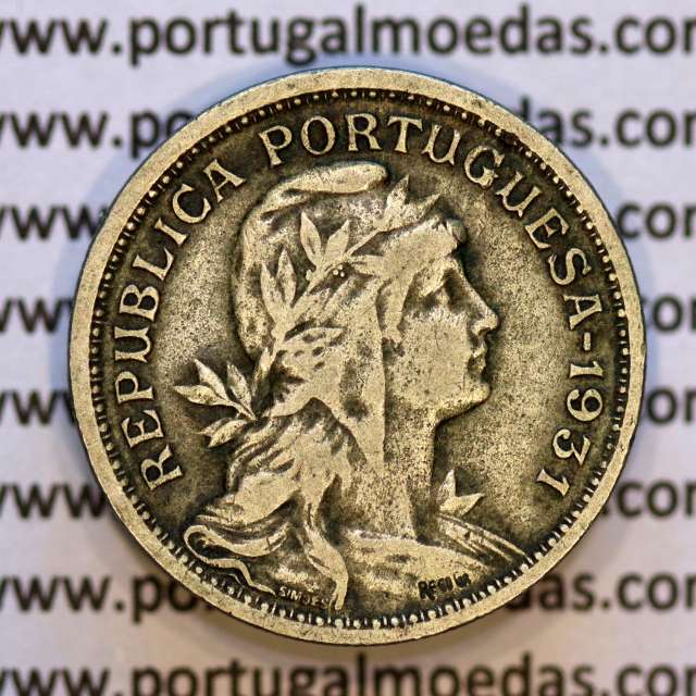 50 Centavos 1931 Alpaca, $50 Centavos 1931 Republica Portuguesa, (MBC), World Coins Portugal KM 577
