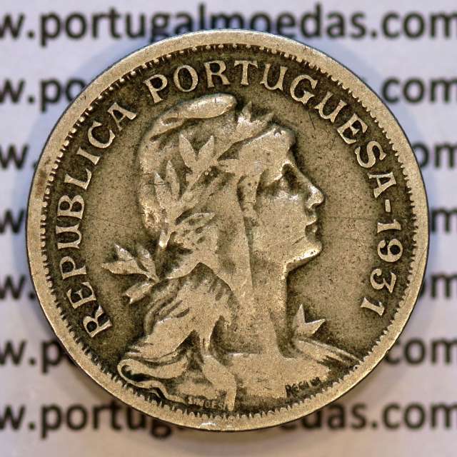 50 Centavos 1931 Alpaca, $50 Centavos 1931 Republica Portuguesa, (MBC), World Coins Portugal KM 577