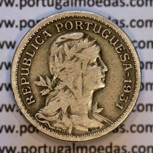 50 Centavos 1931 Alpaca, $50 Centavos 1931 Republica Portuguesa, (MBC), World Coins Portugal KM 577