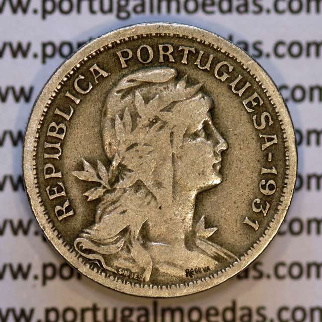 50 Centavos 1931 Alpaca, $50 Centavos 1931 Republica Portuguesa, (MBC), World Coins Portugal KM 577