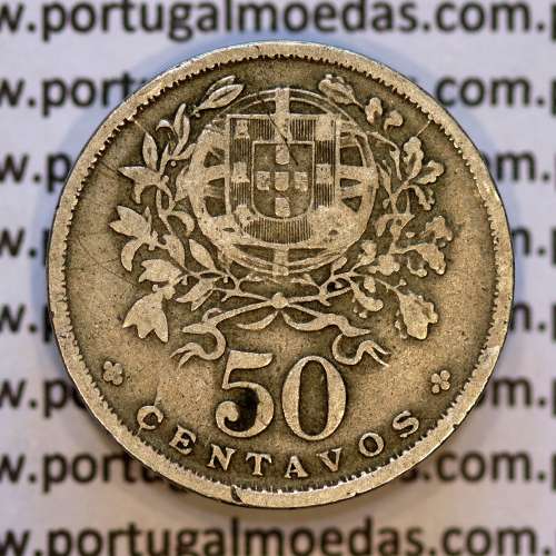 50 Centavos 1931 Alpaca, $50 Centavos 1931 Republica Portuguesa, (MBC), World Coins Portugal KM 577