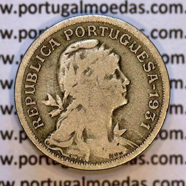 50 Centavos 1931 Alpaca, $50 Centavos 1931 Republica Portuguesa, (BC), World Coins Portugal KM 577