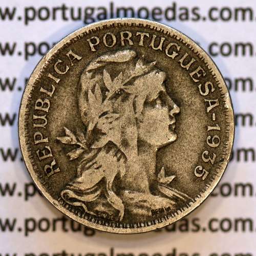 50 Centavos 1935 Alpaca, $50 centavos 1935 Republica Portuguesa, (MBC), World Coins Portugal KM 577