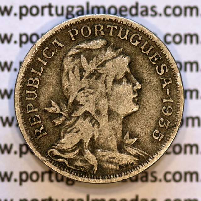 50 Centavos 1935 Alpaca, $50 centavos 1935 Republica Portuguesa, (MBC), World Coins Portugal KM 577