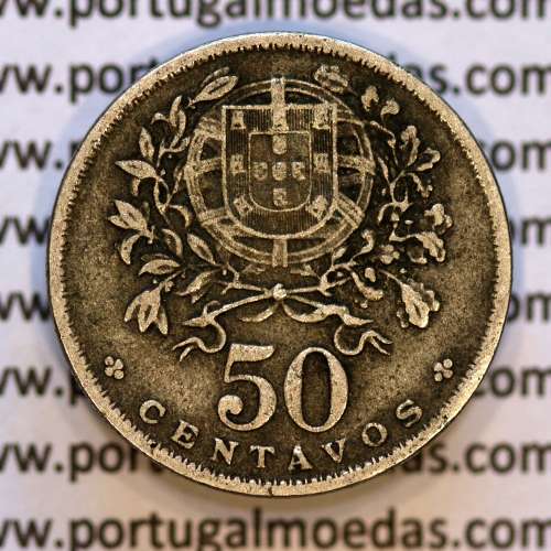 50 Centavos 1935 Alpaca, $50 centavos 1935 Republica Portuguesa, (MBC), World Coins Portugal KM 577