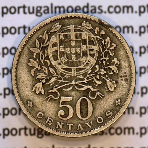 50 Centavos 1935 Alpaca, $50 centavos 1935 Republica Portuguesa, (MBC), World Coins Portugal KM 577