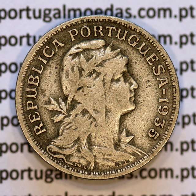50 Centavos 1935 Alpaca, $50 centavos 1935 Republica Portuguesa, (MBC), World Coins Portugal KM 577