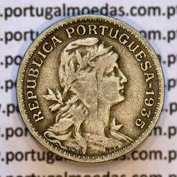 50 Centavos 1935 Alpaca, $50 centavos 1935 Republica Portuguesa, (MBC), World Coins Portugal KM 577