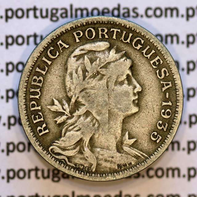 50 Centavos 1935 Alpaca, $50 centavos 1935 Republica Portuguesa, (MBC), World Coins Portugal KM 577