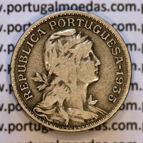 50 Centavos 1935 Alpaca, $50 centavos 1935 Republica Portuguesa, (BC+), World Coins Portugal KM 577
