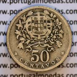 50 Centavos 1935 Alpaca, $50 centavos 1935 Republica Portuguesa, (BC), World Coins Portugal KM 577