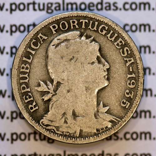 50 Centavos 1935 Alpaca, $50 centavos 1935 Republica Portuguesa, (BC), World Coins Portugal KM 577