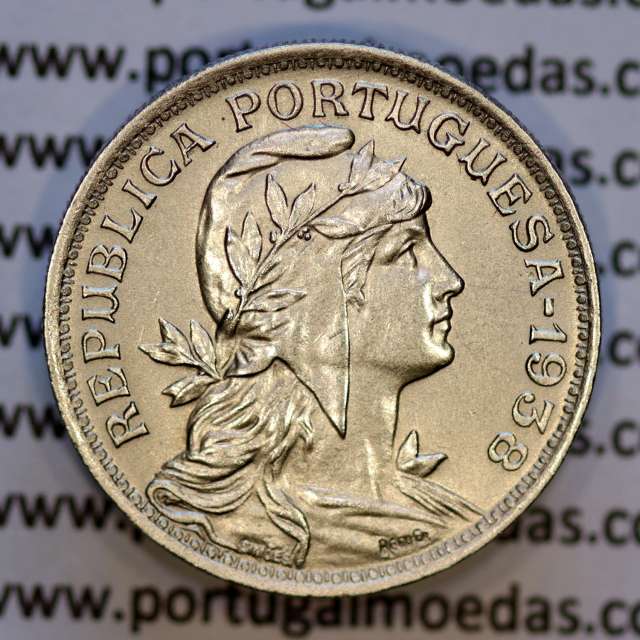 Portugal, Nickel brass coin of 50 Centavos 1938 of Portuguese Republic, (AU), World Coins Portugal KM577