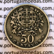 50 Centavos 1938 Alpaca, $50 centavos 1938 da Republica Portuguesa, (MBC),  World Coins Portugal  KM#577