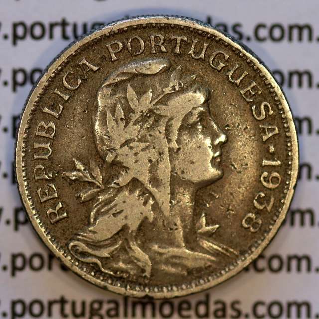 50 Centavos 1938 Alpaca, $50 centavos 1938 Republica Portuguesa, (MBC),  World Coins Portugal  KM 577
