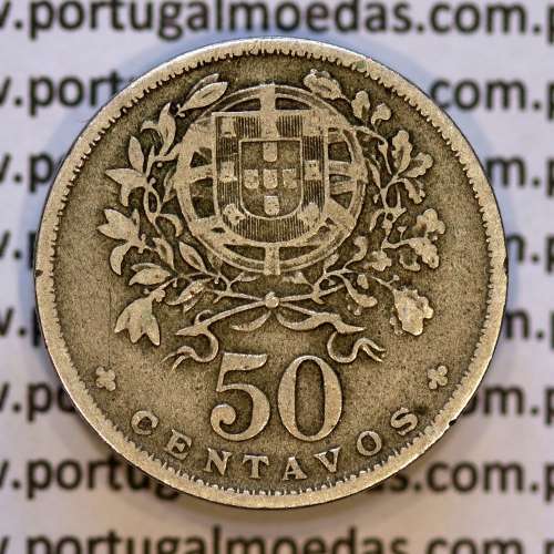 50 Centavos 1938 Alpaca, $50 centavos 1938 Republica Portuguesa, (BC),  World Coins Portugal  KM 577