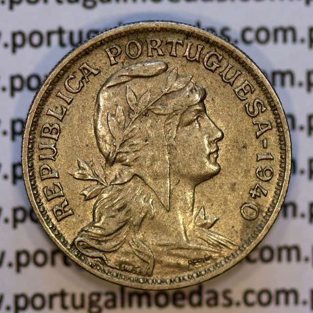 50 Centavos 1940 Alpaca, $50 centavos 1940 Republica Portuguesa, (MBC+), World Coins Portugal KM 577